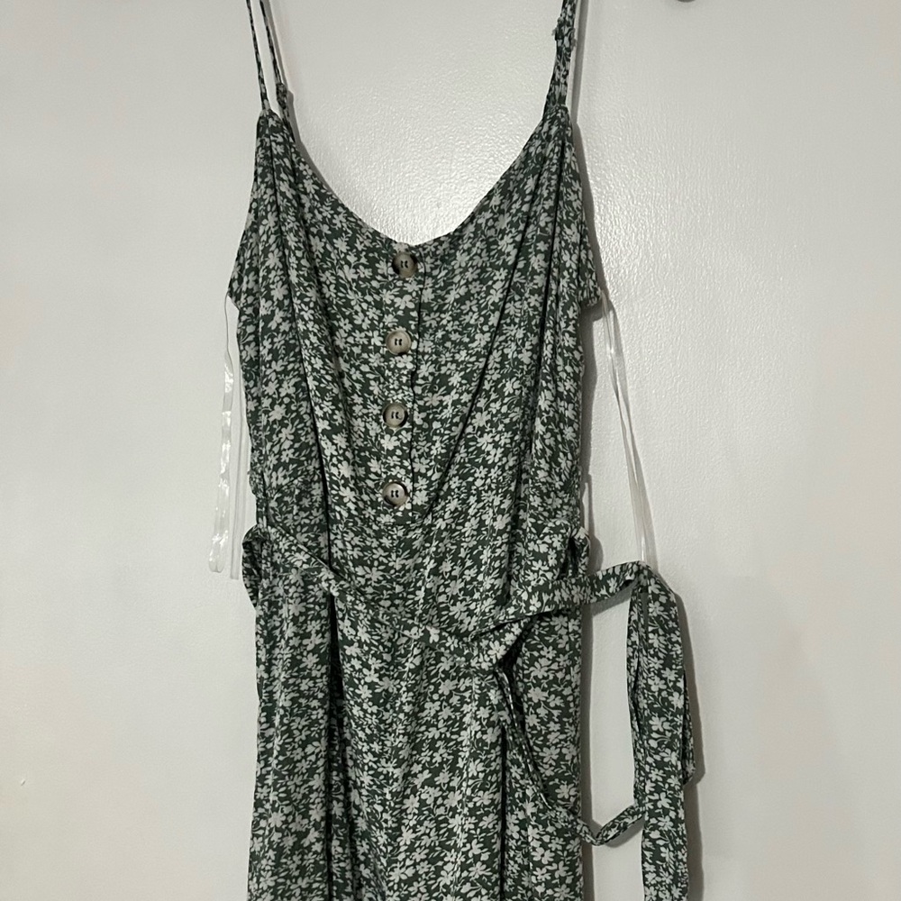 SHEIN Green Floral Button-Down romper